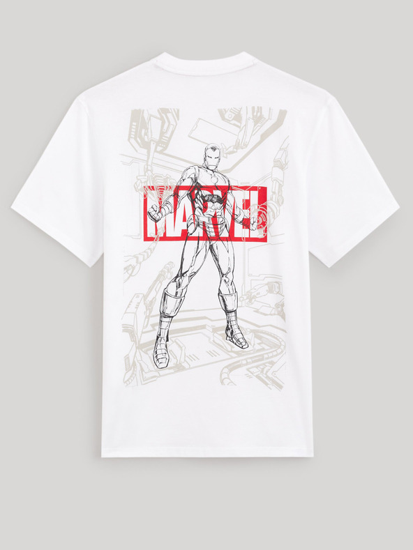 Celio Бяла мъжка тениска с принт Celio Marvel Iron Man