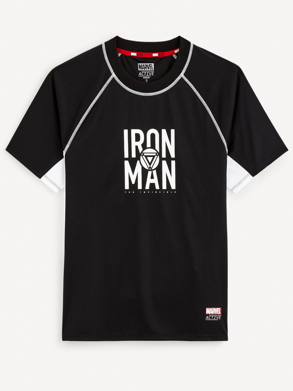 Celio Черна мъжка спортна тениска Celio Marvel Iron Man