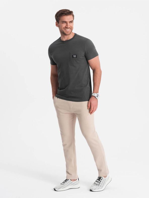 Ombre Clothing Мъжка свободна тениска с джоб Зелено облекло Ombre