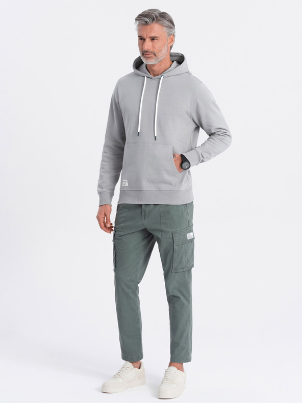 Ombre Clothing Сив мъжки суитчър с кенгуру и качулка Ombre Clothing