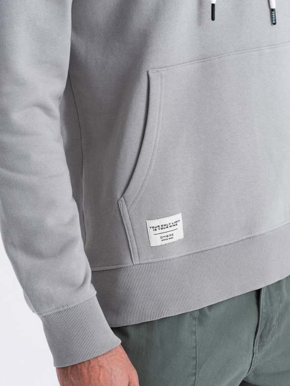 Ombre Clothing Сив мъжки суитчър с кенгуру и качулка Ombre Clothing