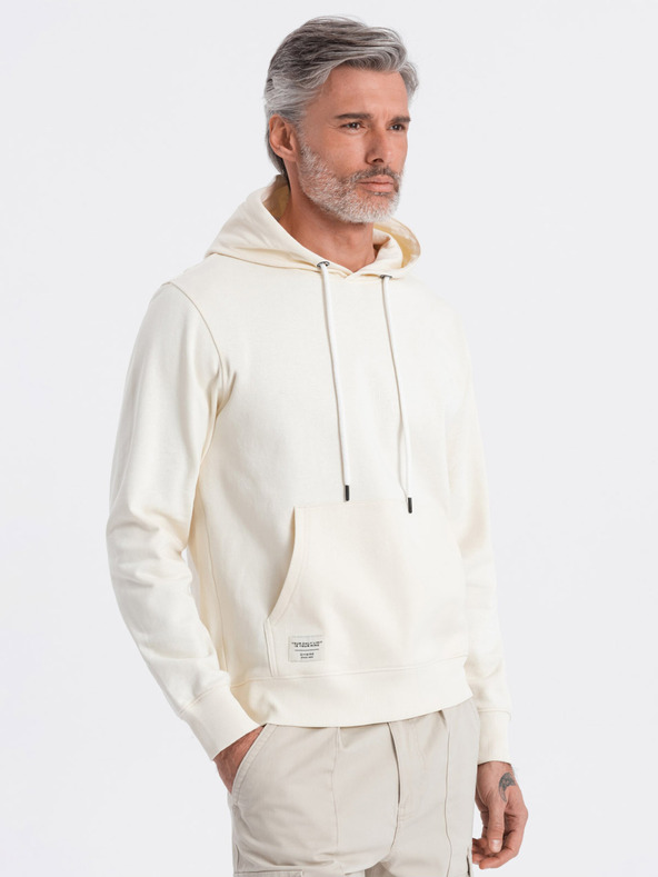 Ombre Clothing Кремав мъжки суитчър с кенгуру и качулка Ombre Clothing