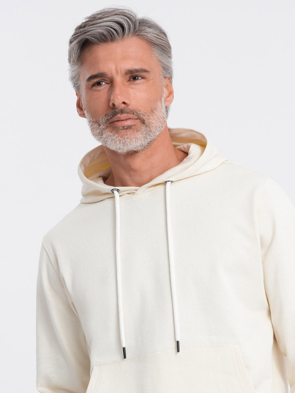 Ombre Clothing Кремав мъжки суитчър с кенгуру и качулка Ombre Clothing