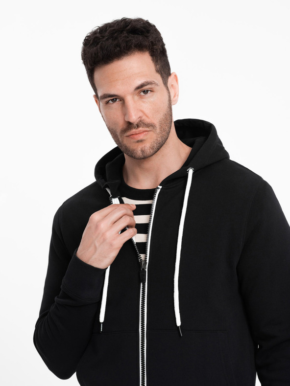 Ombre Clothing Черен мъжки основен суитчър с цип Ombre Clothing