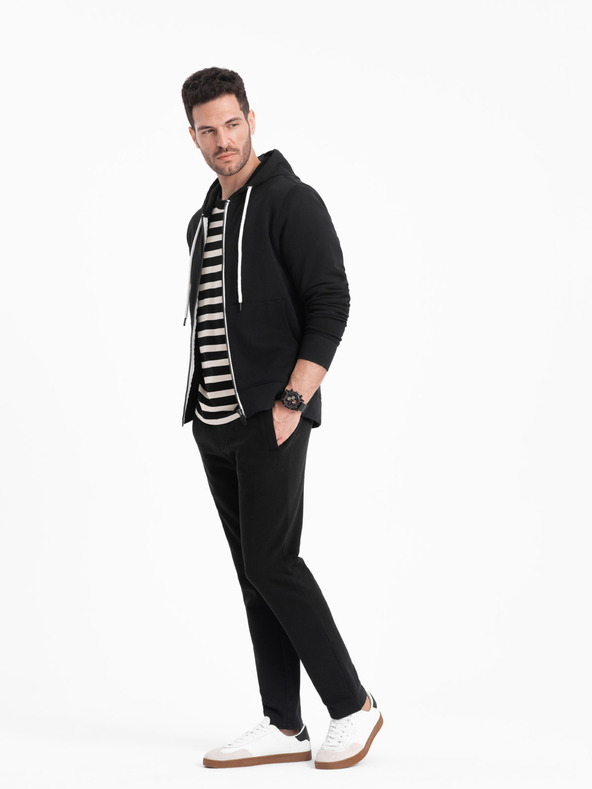 Ombre Clothing Черен мъжки основен суитчър с цип Ombre Clothing