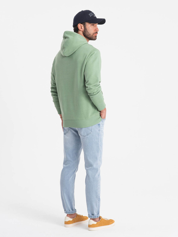 Ombre Clothing Зелен мъжки суитшърт с качулка Ombre Clothing