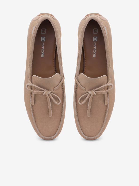Ombre Clothing Бежови мъжки мокасини от естествена кожа с подметка за шофьор Омбре облекло