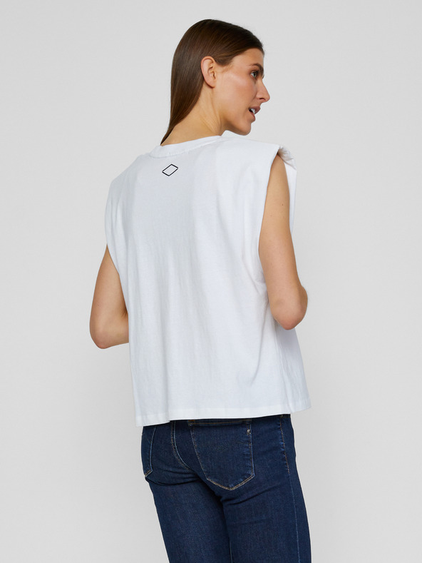 Replay Бяла дамска тениска с щампа Replay