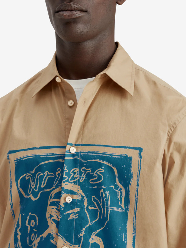 Scotch & Soda Мъжка бежова риза с щампа Scotch & Soda