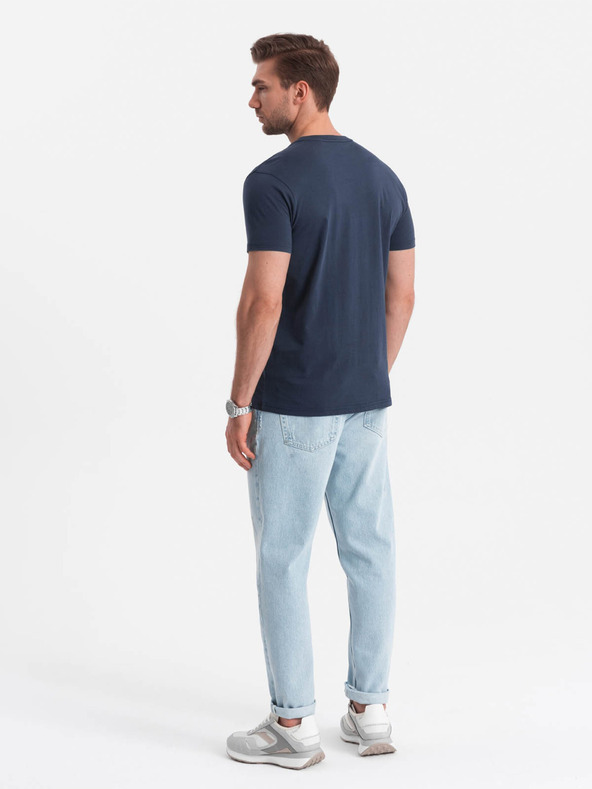 Ombre Clothing Тъмно синя мъжка тениска с джоб Ombre Clothing