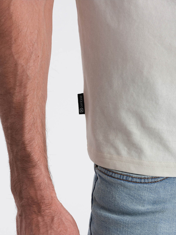Ombre Clothing Кремава мъжка тениска с джоб Ombre Clothing