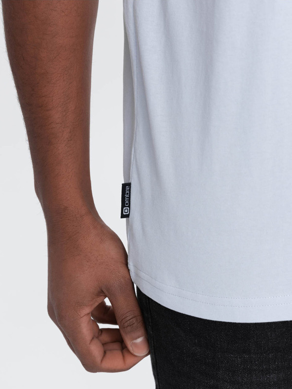 Ombre Clothing Светлосиня мъжка тениска с джоб Омбре Облекло