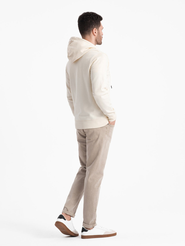 Ombre Clothing Кремав мъжки основен суичър с цип Ombre Clothing