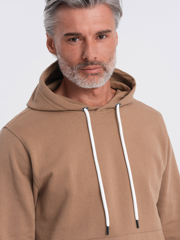 Ombre Clothing Кафяво мъжко суитшъртче с яка кенгуру и качулка Ombre Clothing