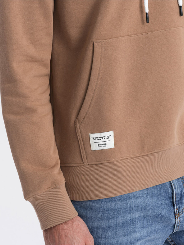 Ombre Clothing Кафяво мъжко суитшъртче с яка кенгуру и качулка Ombre Clothing