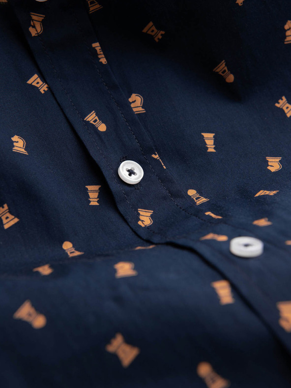 Ombre Clothing Синя мъжка риза с шарка Ombre Clothing