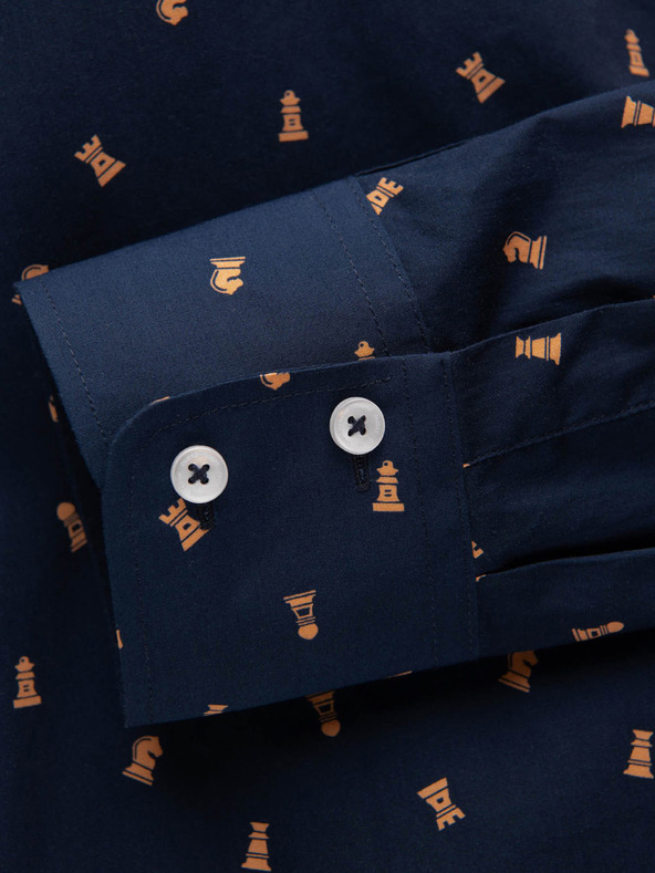 Ombre Clothing Синя мъжка риза с шарка Ombre Clothing