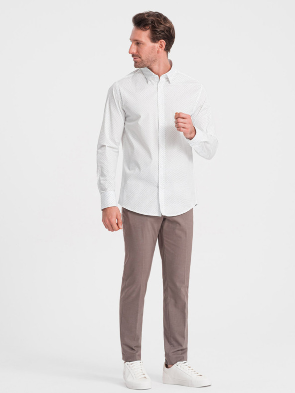 Ombre Clothing Бяла мъжка риза от памук Ombre Clothing