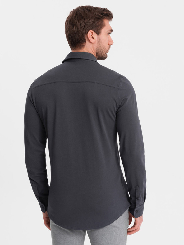 Ombre Clothing Сива мъжка риза от жарсе Ombre Clothing