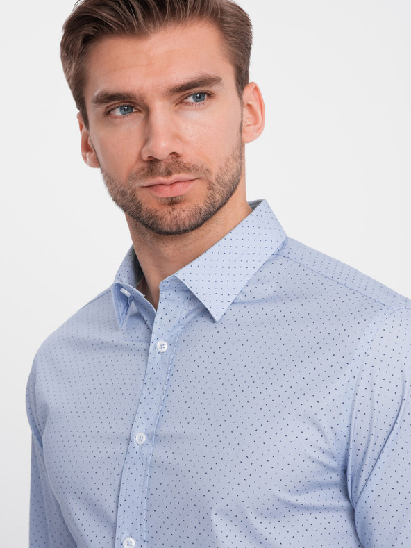 Ombre Clothing Светлосиня мъжка памучна риза Ombre Clothing