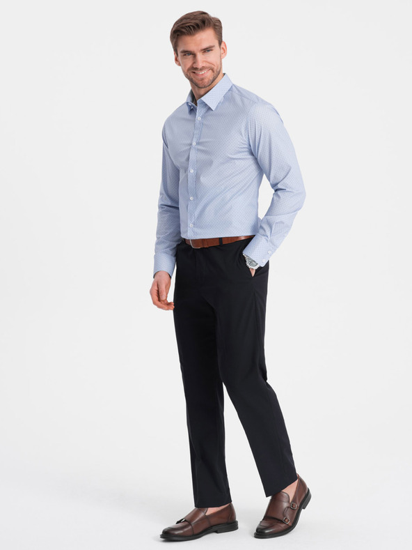 Ombre Clothing Светлосиня мъжка памучна риза Ombre Clothing