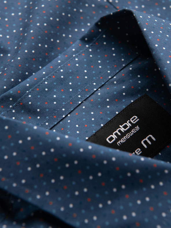 Ombre Clothing Синя мъжка риза с шарка Ombre Clothing