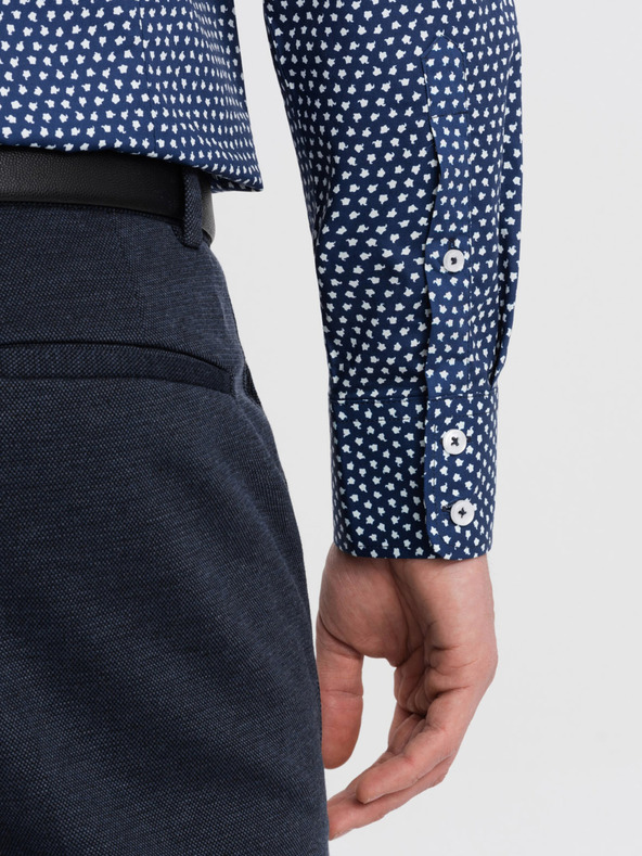 Ombre Clothing Синя мъжка риза с шарка Ombre Clothing