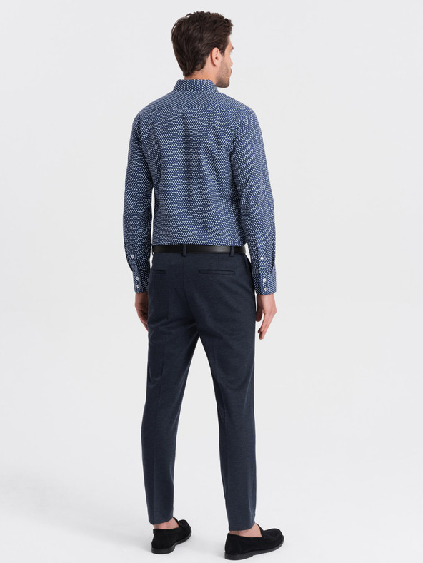 Ombre Clothing Синя мъжка риза с шарка Ombre Clothing