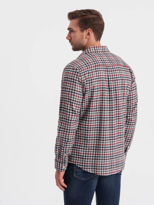 Ombre Clothing Синя и червена мъжка карирана фланелена риза Ombre Clothing