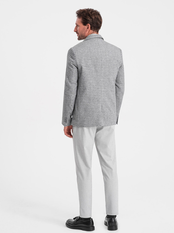 Ombre Clothing Мъжко сиво карирано яке със смес от вълна Ombre Clothing