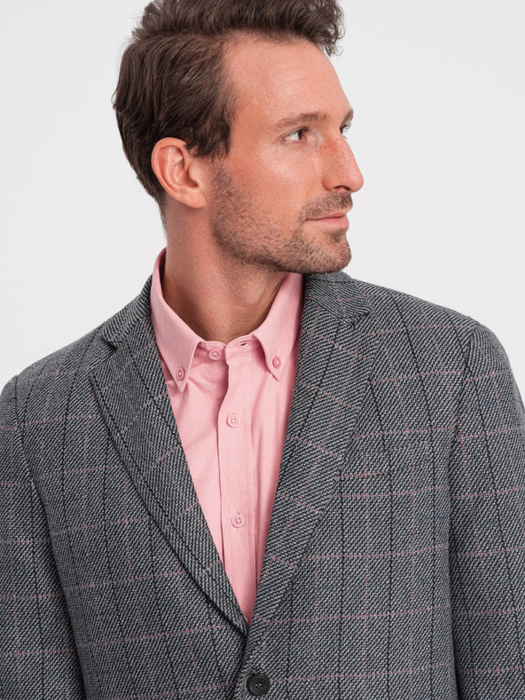 Ombre Clothing Сив мъжки жакардов блейзър Ombre Clothing