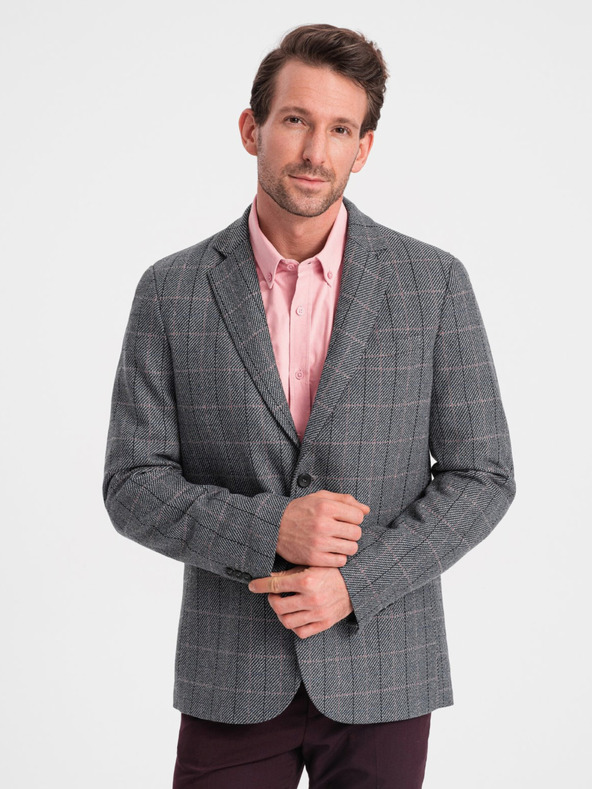 Ombre Clothing Сив мъжки жакардов блейзър Ombre Clothing