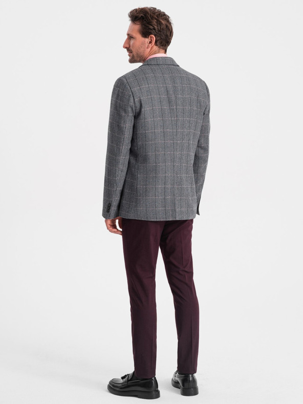 Ombre Clothing Сив мъжки жакардов блейзър Ombre Clothing