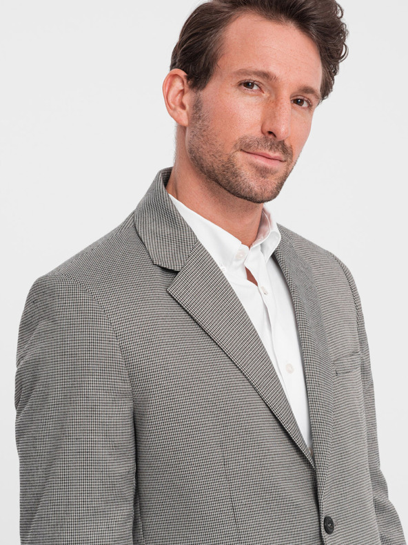 Ombre Clothing Сив мъжки блейзър с фино каре Ombre Clothing