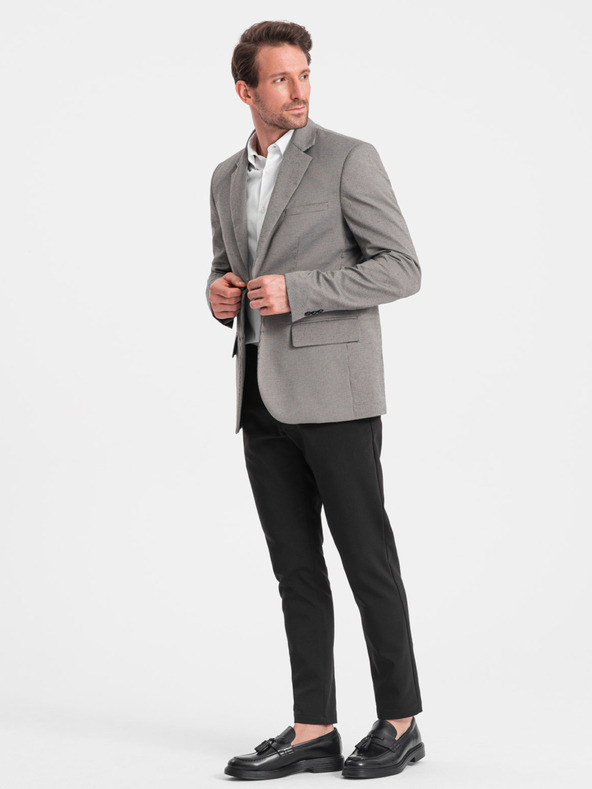 Ombre Clothing Сив мъжки блейзър с фино каре Ombre Clothing