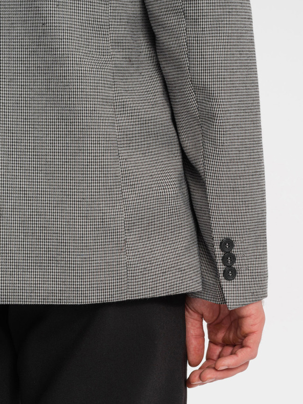 Ombre Clothing Сив мъжки блейзър с фино каре Ombre Clothing
