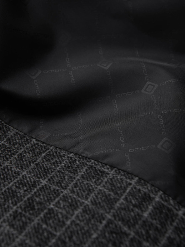 Ombre Clothing Тъмно сив мъжки кариран блейзър със смес от вълна Ombre Clothing