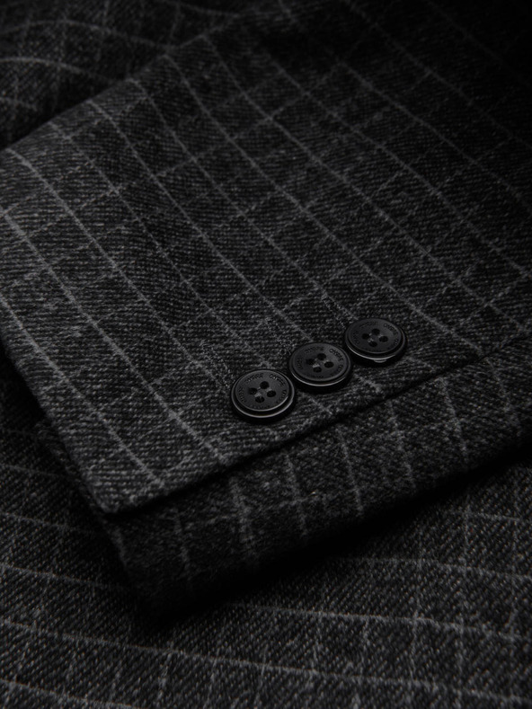 Ombre Clothing Тъмно сив мъжки кариран блейзър със смес от вълна Ombre Clothing