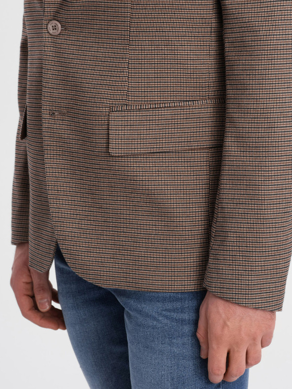 Ombre Clothing Кафяв мъжки блейзър с фино каре Ombre Clothing