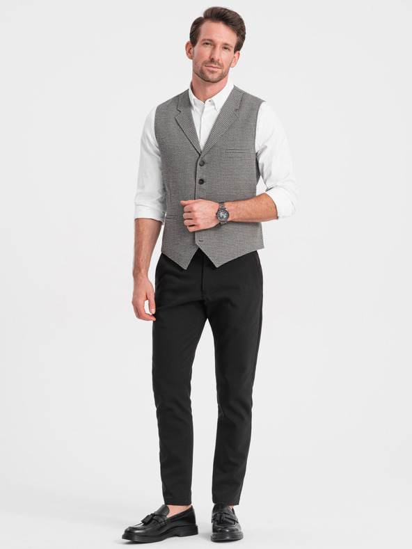 Ombre Clothing Сива мъжка жакардова жилетка с ревери Ombre Clothing