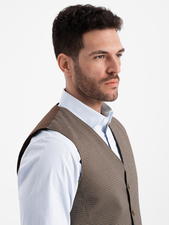 Ombre Clothing Кафява мъжка жилетка от жакард Ombre Clothing