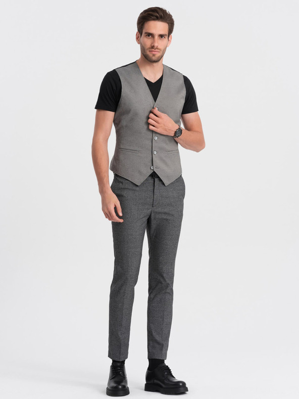 Ombre Clothing Сива мъжка жилетка от жакард Ombre Clothing