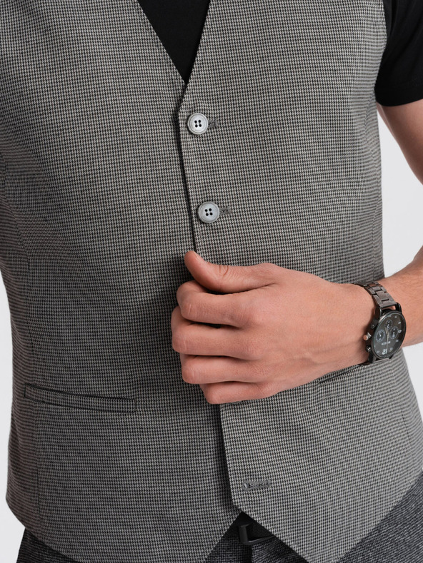 Ombre Clothing Сива мъжка жилетка от жакард Ombre Clothing