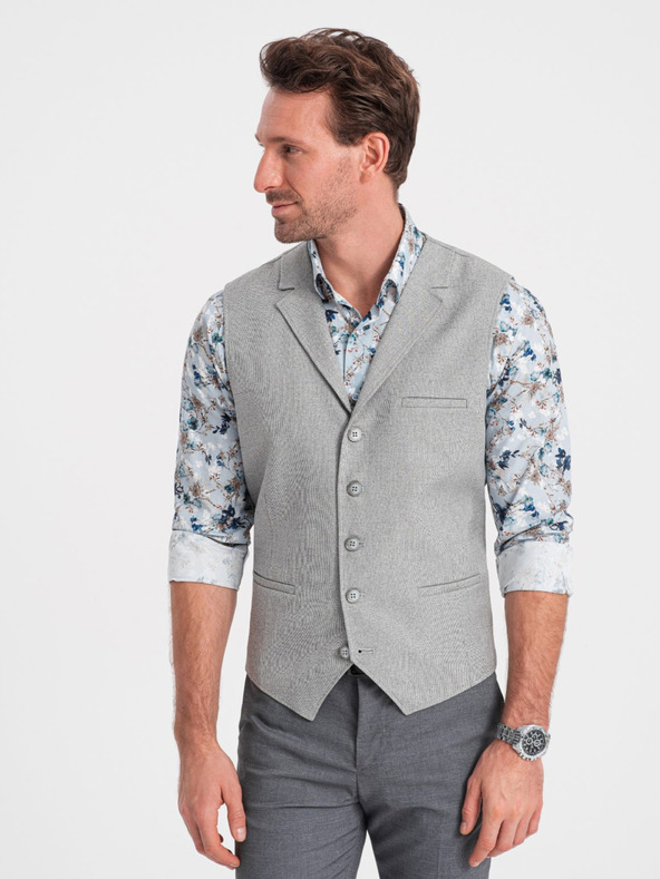 Ombre Clothing Светлосиво мъжко сако с яка Ombre Clothing