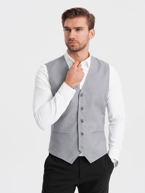 Ombre Clothing Сива мъжка жилетка за костюм Ombre Clothing