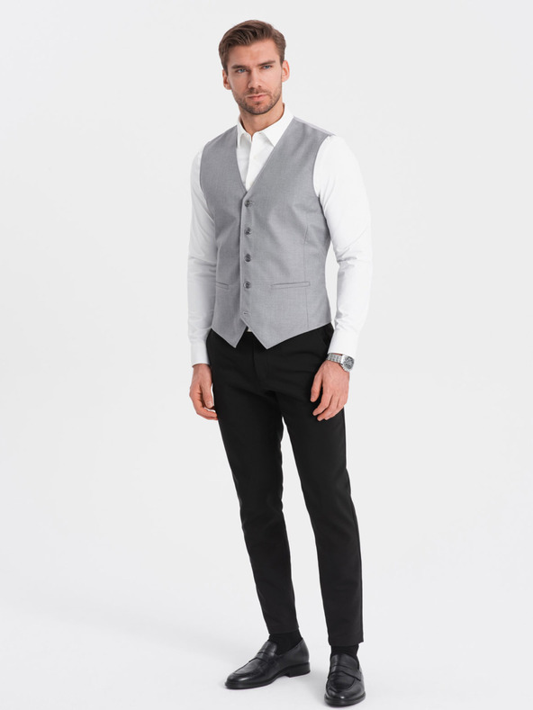 Ombre Clothing Сива мъжка жилетка за костюм Ombre Clothing