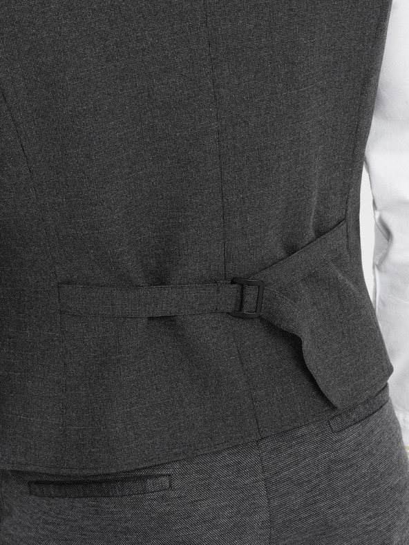 Ombre Clothing Тъмно сива мъжка жилетка за костюм с яка Ombre Clothing