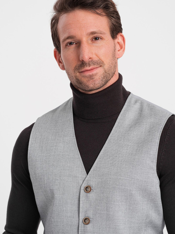 Ombre Clothing Светлосива мъжка жилетка от жакард Ombre Clothing