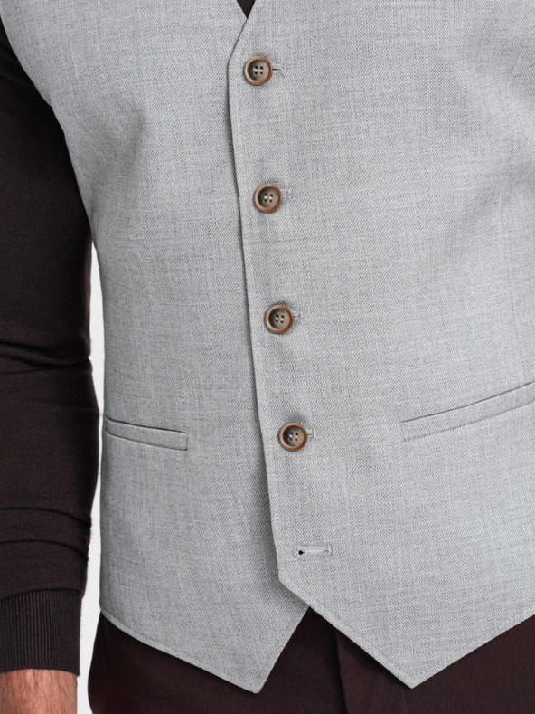 Ombre Clothing Светлосива мъжка жилетка от жакард Ombre Clothing