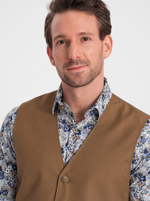 Ombre Clothing Кафява мъжка жилетка за костюм Ombre Clothing